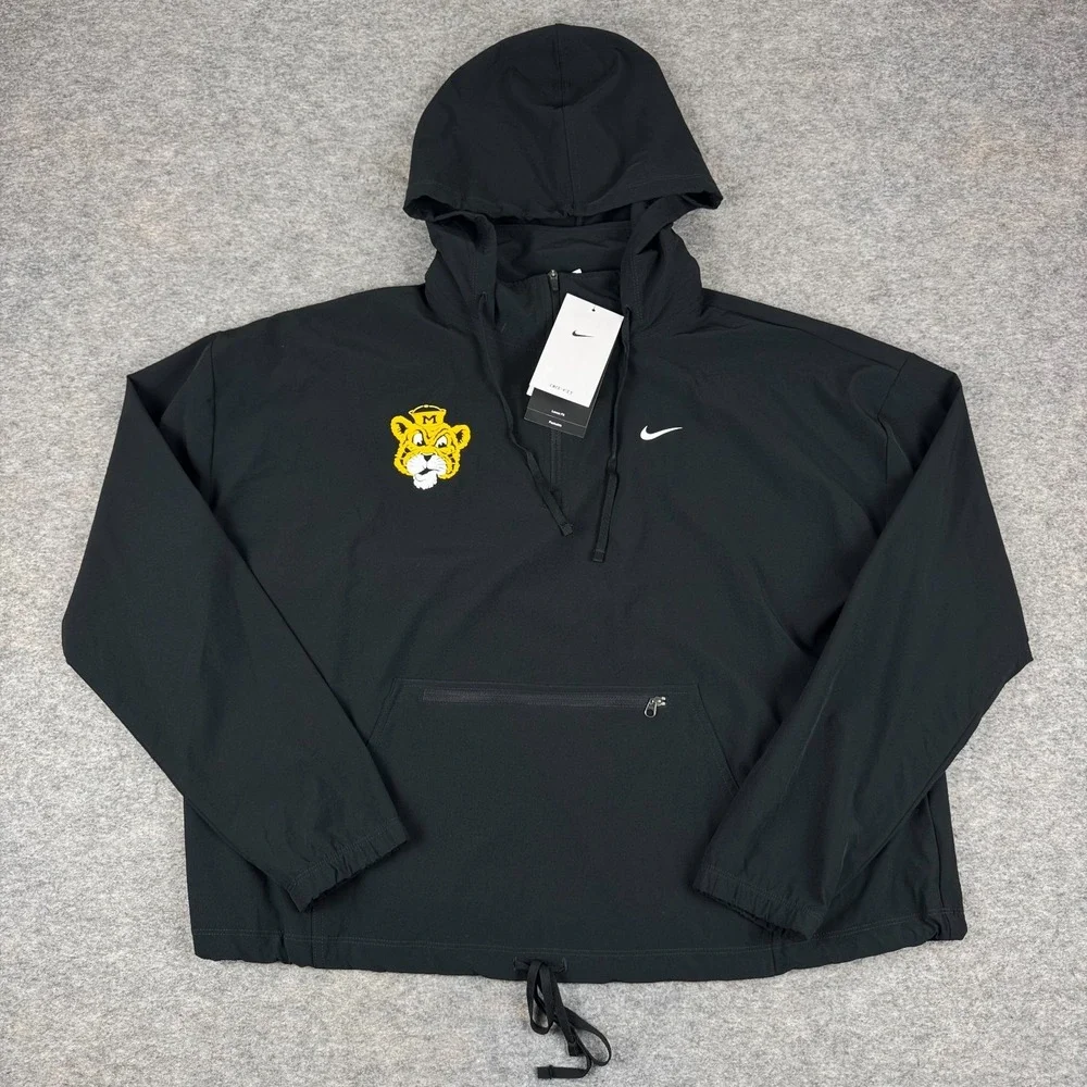 Nike Dri Fit Missouri Tigers Pro Half Zip Packable Jacket Black Womens Large L